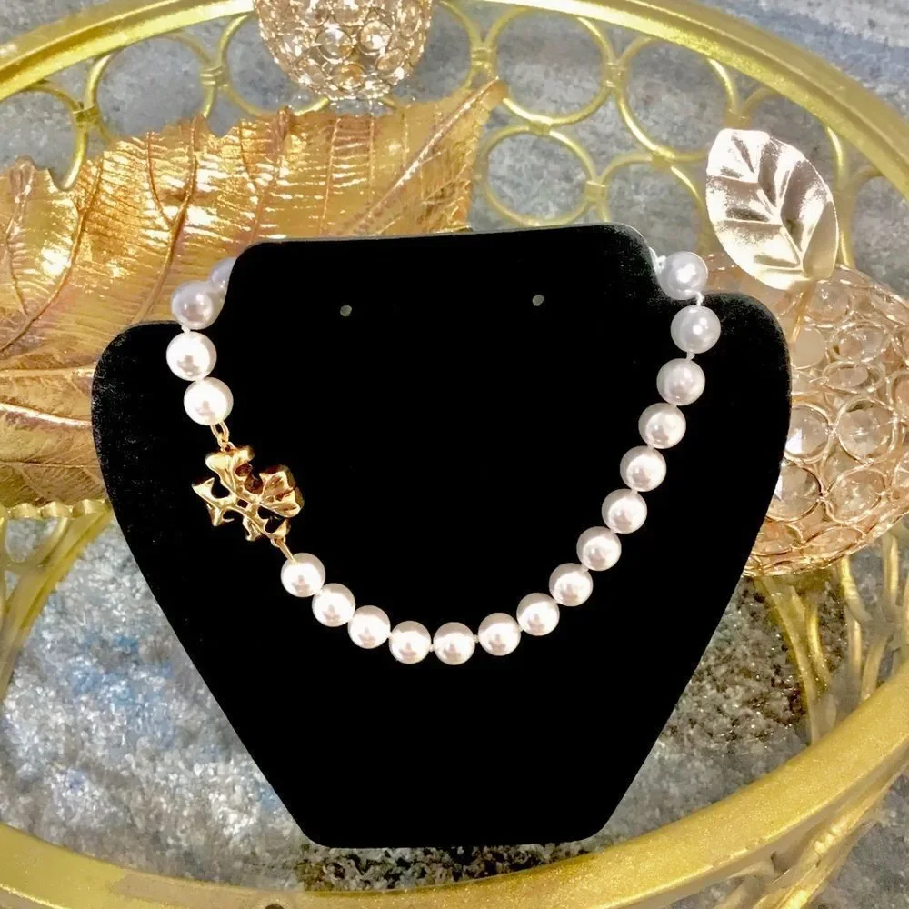 TORY BURCH ROXANNE PEARLS STATEMENT CHOKER NECKLACE